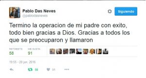 La operación de Mario Das Neves finalizó con éxito