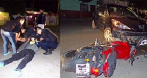 Trelew: Una moto chocó violentamente con un auto