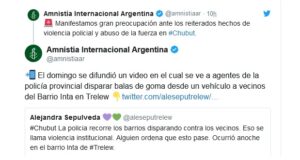 Amnistía Internacional manifestó su preocupación por la violencia policial en Chubut