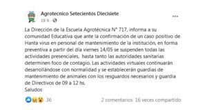 Cordillera | Detectaron un caso de Hantavirus en un colegio de Lago Puelo