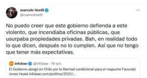 Tinelli contra al Gobierno Nacional por la defensa de Jones Huala