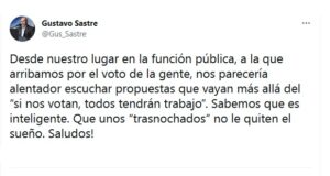 Madryn | Sastre le respondió a Macri “Que unos «trasnochados» no le quiten el sueño”