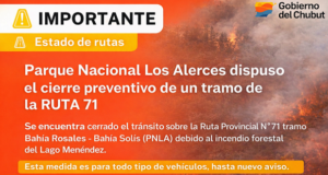 Cierran de manera temporal un tramo de la Ruta 71 en el Parque Nacional Los Alerces