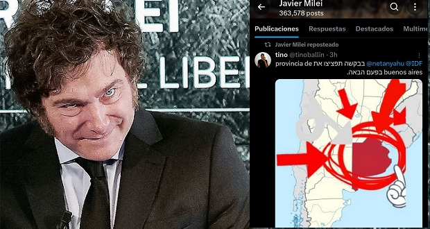 Milei replicó en X un pedido a Israel de invadir la provincia de Buenos Aires