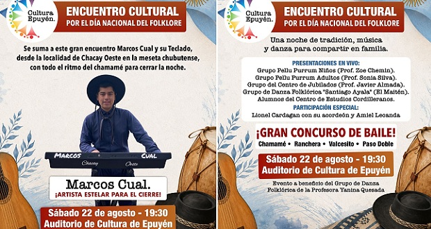 Epuyén celebra el Día Nacional del Folklore con música, danza y un gran concurso de baile