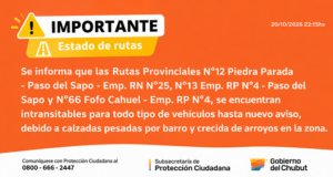 Alerta por tormentas en Chubut